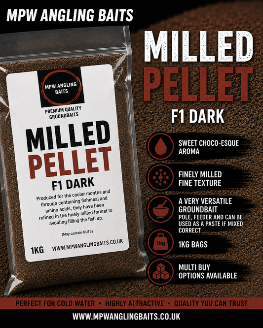 MPW XXX F1 DARK  MILLED PELLET GROUNDBAIT  1KG