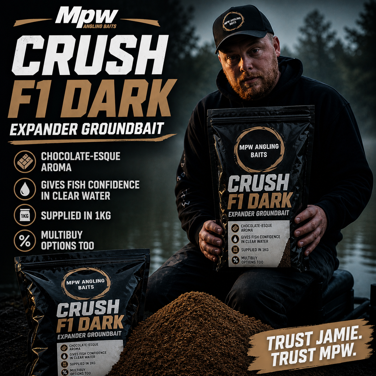 MPW CRUSHED EXPANDER  F1 DARK GROUNDBAIT 1KG